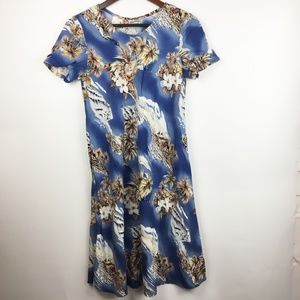 Hilo Hattie Dress Small S Blue Floral Hawaiian